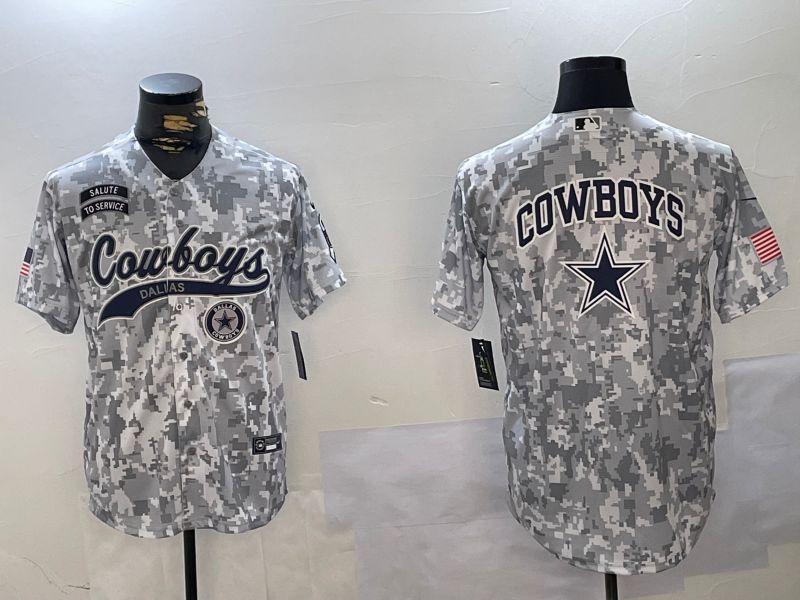 Men Dallas Cowboys Blank Nike Arctic Camo 2024 Salute to Service Limited NFL Jersey style 6